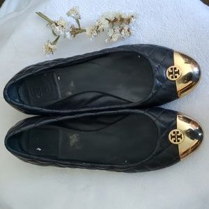 Quilted Golden Toe Flats